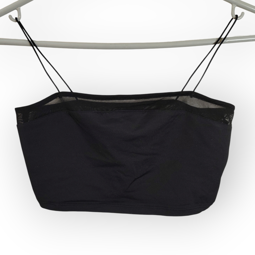 G Women's XS Black Spaghetti Straps Bra With Lace Trim On Top